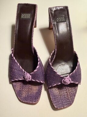 Anne Klein purple raffia heels